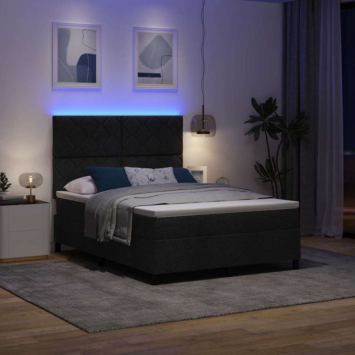 Pat cu arcuri cu benzi LED Negru 140 x 200 cm țesătură WALTI