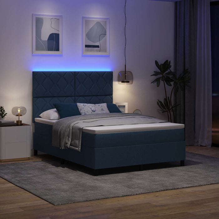 Pat cu arcuri cu benzi LED albastru 160 x 200 cm țesătură WALTI