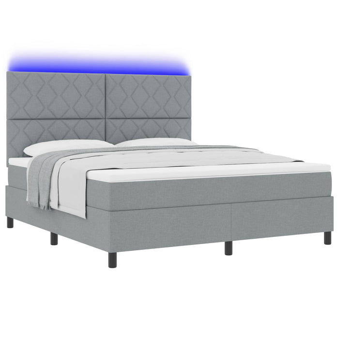 Pat cu arcuri cu benzi LED Gri deschis 180 x 200 cm țesătură - WALTI WALTI