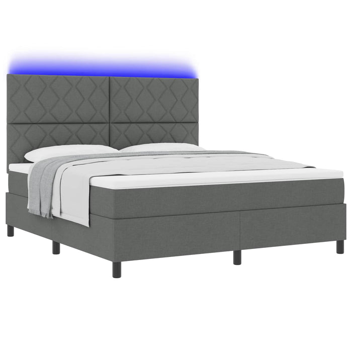 Pat cu arcuri cu benzi LED Gri închis 180 x 200 cm țesătură WALTI
