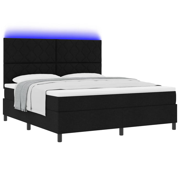 Pat cu arcuri cu benzi LED Negru 180 x 200 cm țesătură WALTI