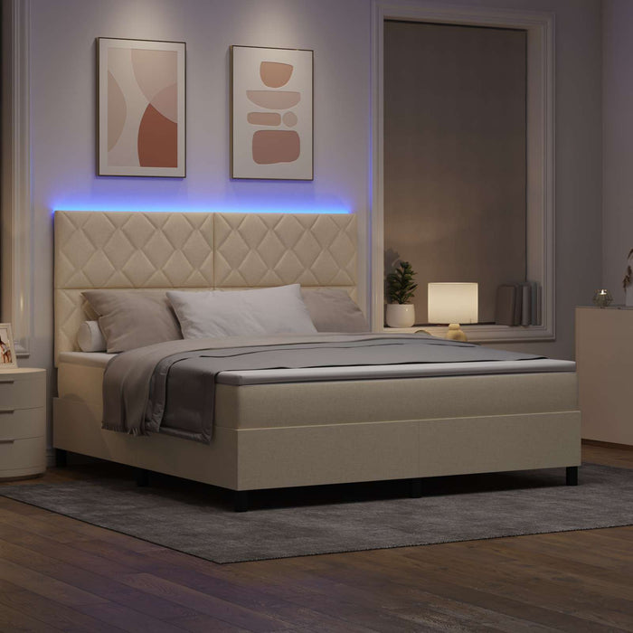 Pat cu arcuri cu benzi LED Crem 180 x 200 cm țesătură - WALTI WALTI