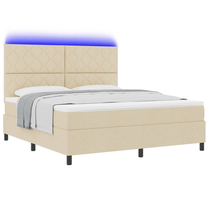 Pat cu arcuri cu benzi LED Crem 180 x 200 cm țesătură - WALTI WALTI