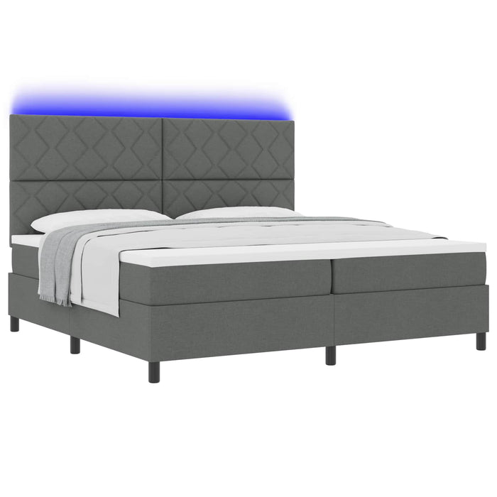 Pat cu arcuri cu benzi LED Gri închis 200 x 200 cm țesătură - WALTI WALTI