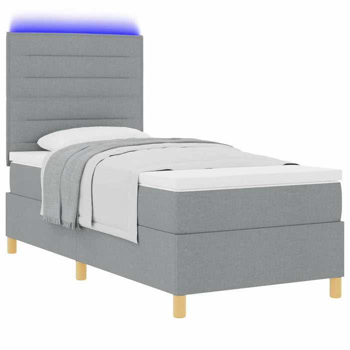 Pat cu arc LED cu saltea Gri deschis 80 x 200 cm țesătură - WALTI WALTI