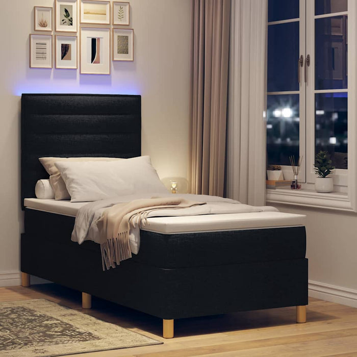 Pat cu arc LED cu saltea Negru 80 x 200 cm țesătură - WALTI WALTI