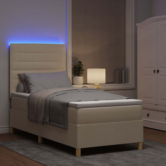 Pat cu arc LED cu headboard Crem 80 x 200 cm țesătură WALTI