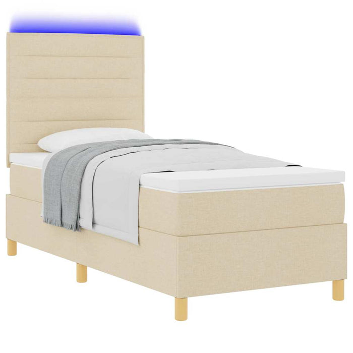 Pat cu arc LED cu headboard Crem 80 x 200 cm țesătură WALTI