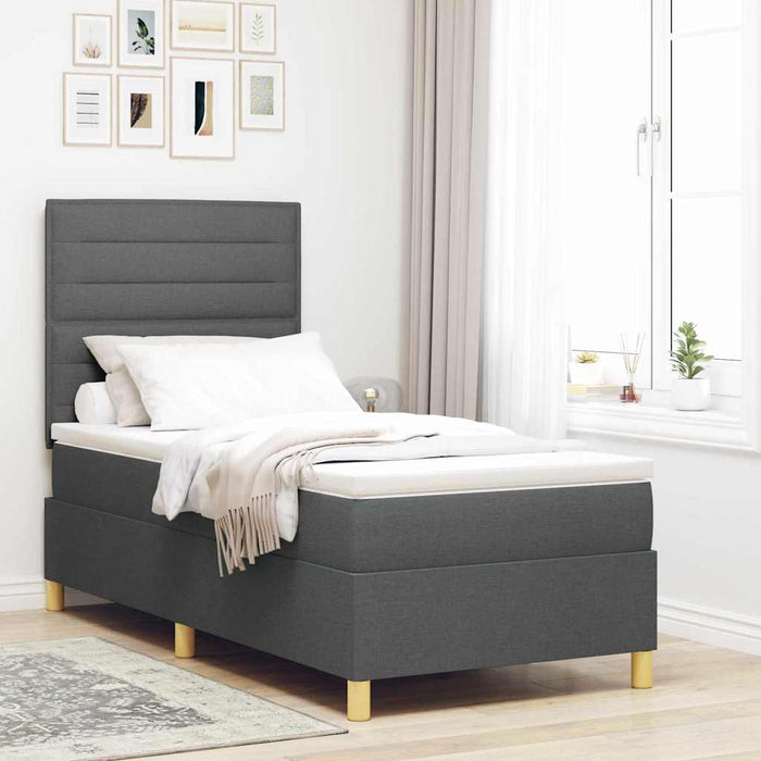 Pat cu arc LED cu saltea Gri închis 90 x 200 cm țesătură - WALTI WALTI