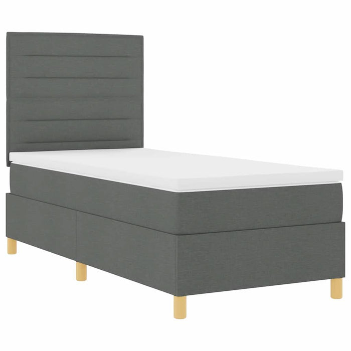Pat cu arc LED cu saltea Gri închis 90 x 200 cm țesătură - WALTI WALTI