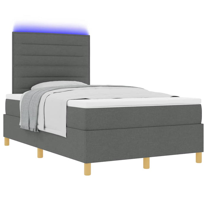 Pat cu arc LED cu saltea Gri închis 120 x 190 cm țesătură - WALTI WALTI