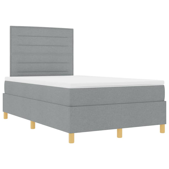 Pat cu arc LED cu saltea Gri deschis 120 x 200 cm țesătură - WALTI WALTI
