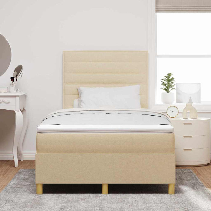 Pat cu arc LED cu saltea Crem 120 x 200 cm țesătură - WALTI WALTI