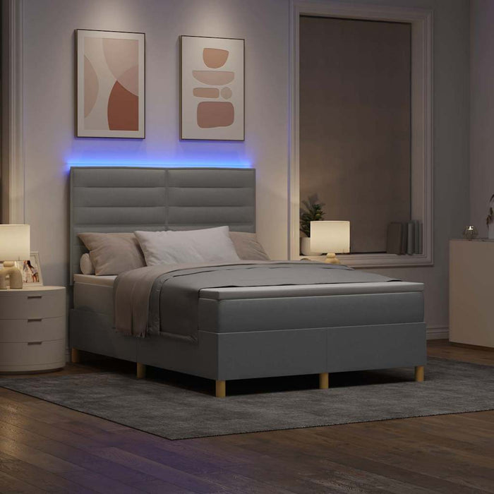 Pat cu arc LED cu saltea Gri deschis 140 x 190 cm țesătură - WALTI WALTI