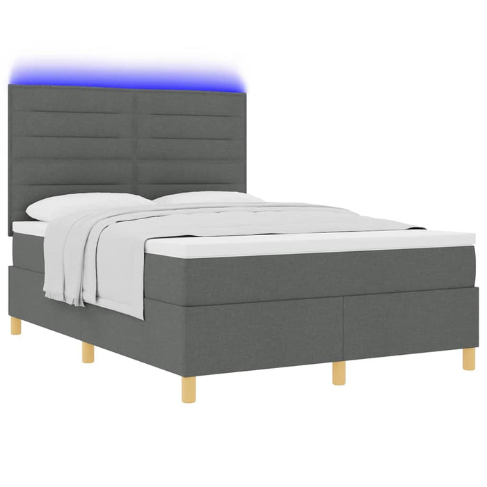 Pat cu arc LED cu saltea Gri închis 140 x 190 cm țesătură - WALTI WALTI