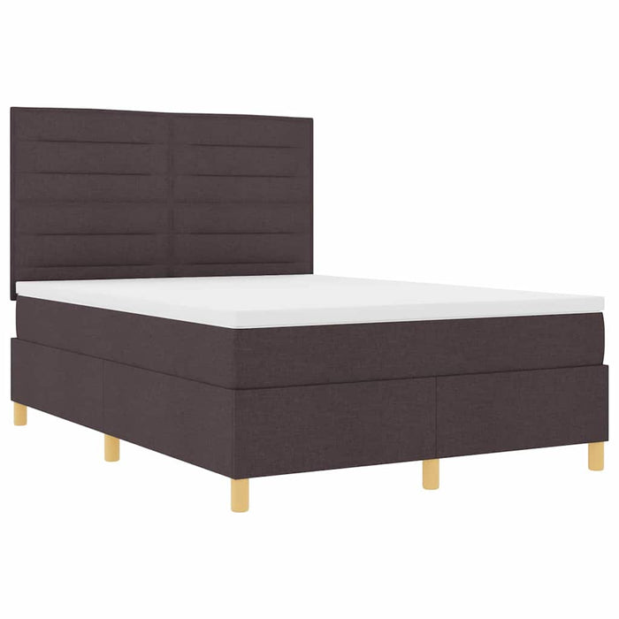 Pat cu arc LED cu headboard Maro închis 140 x 190 cm țesătură WALTI