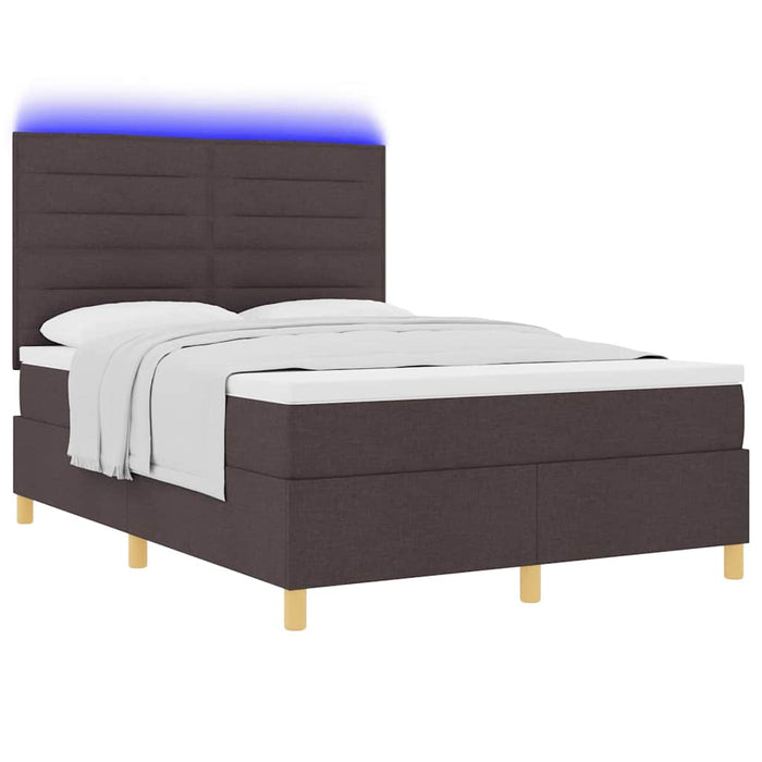 Pat cu arc LED cu headboard Maro închis 140 x 200 cm țesătură WALTI