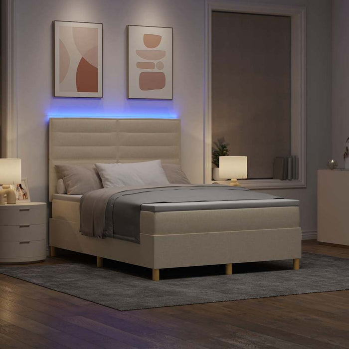 Pat cu arc LED cu saltea Crem 160 x 200 cm țesătură WALTI