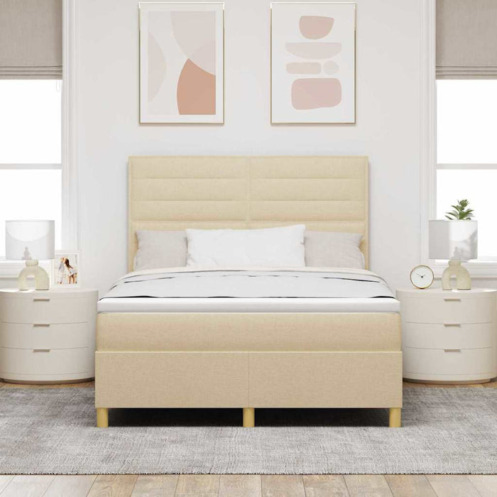 Pat cu arc LED cu saltea Crem 160 x 200 cm țesătură WALTI