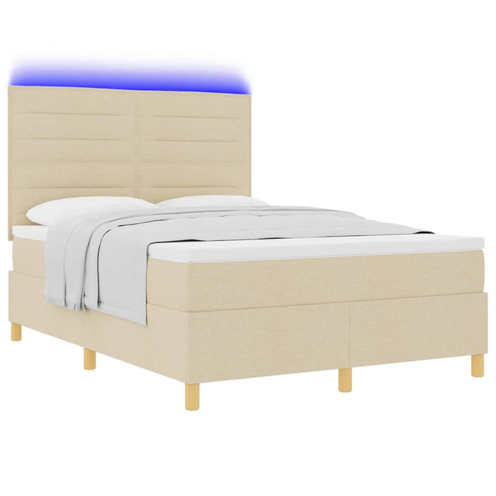 Pat cu arc LED cu saltea Crem 160 x 200 cm țesătură WALTI