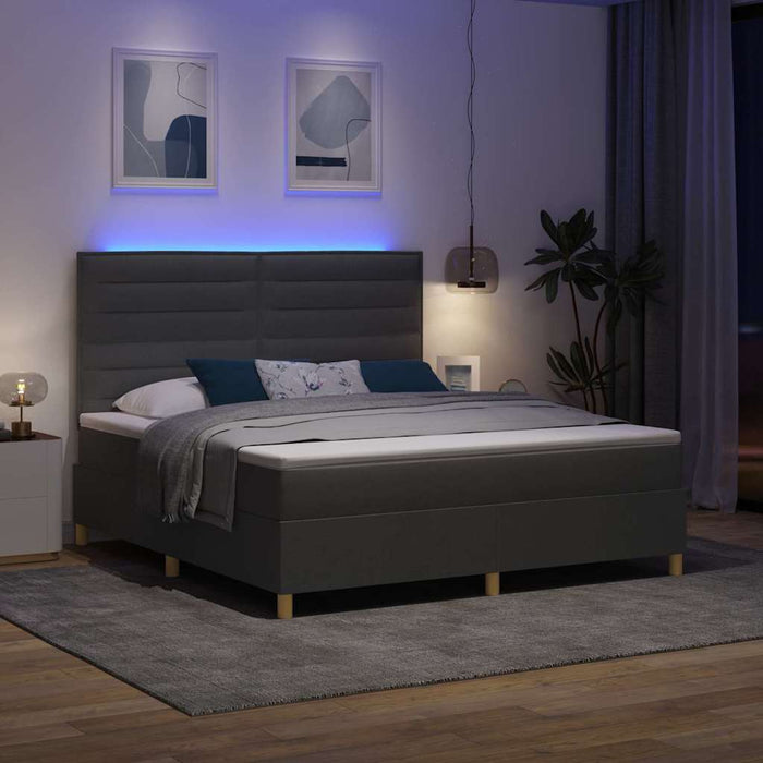 Pat cu arc LED cu saltea Gri închis 180 x 200 cm țesătură - WALTI WALTI