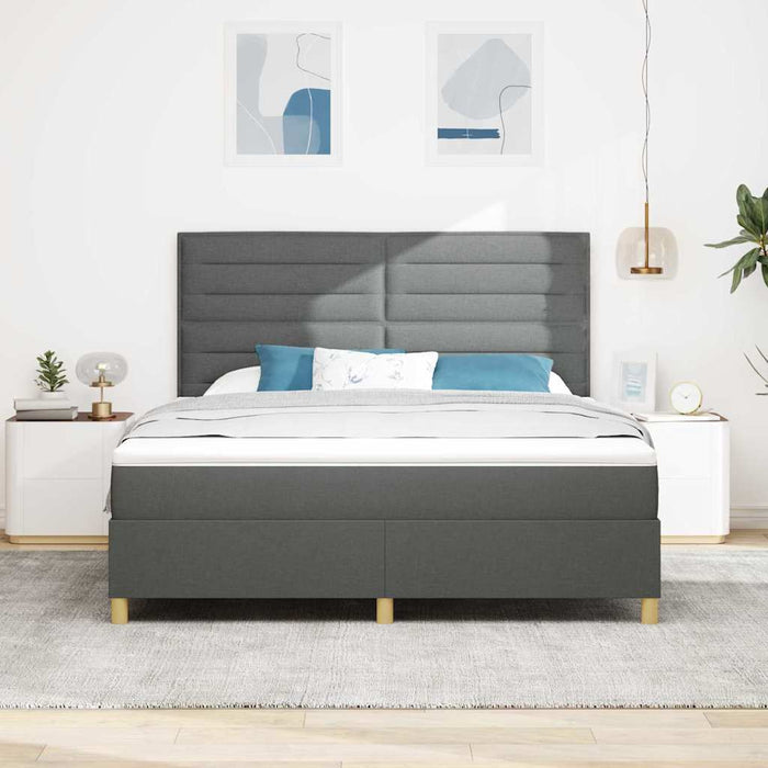 Pat cu arc LED cu saltea Gri închis 180 x 200 cm țesătură - WALTI WALTI