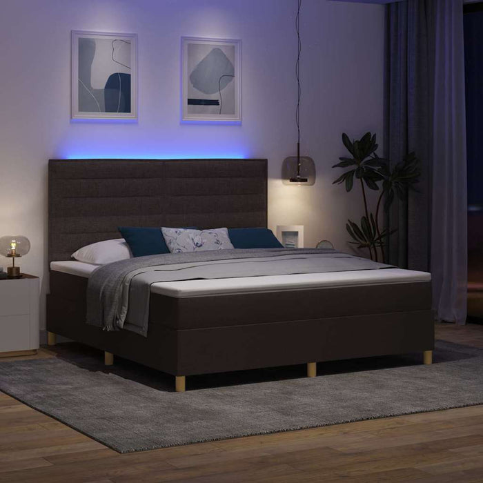 Pat cu arc LED cu headboard Maro închis 180 x 200 cm țesătură WALTI