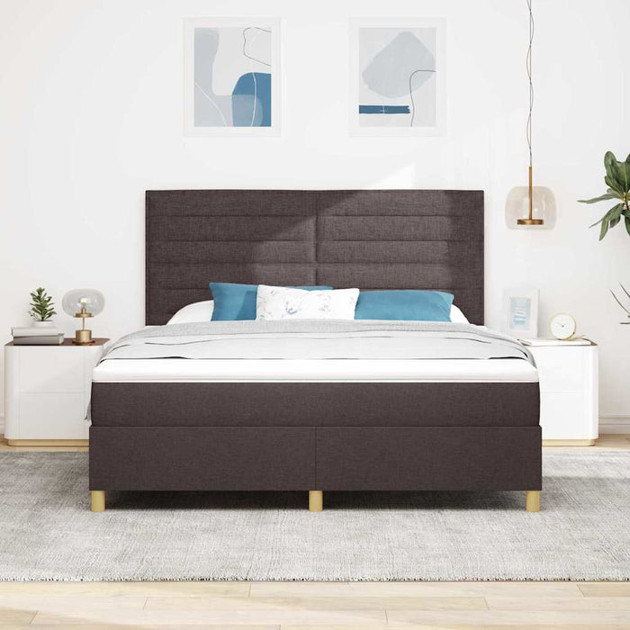 Pat cu arc LED cu headboard Maro închis 180 x 200 cm țesătură WALTI