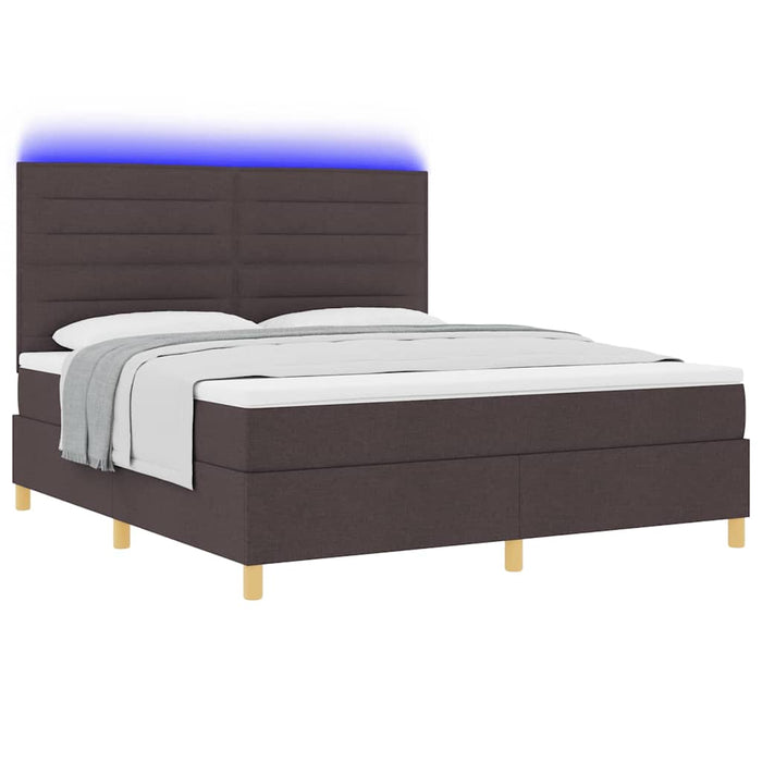 Pat cu arc LED cu headboard Maro închis 180 x 200 cm țesătură WALTI