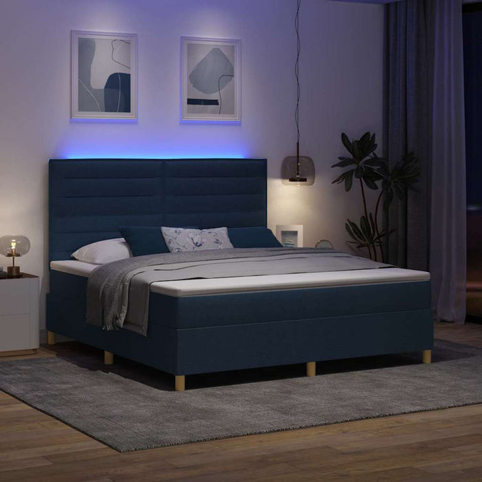 Pat cu arc LED cu saltea albastru 180 x 200 cm țesătură - WALTI WALTI