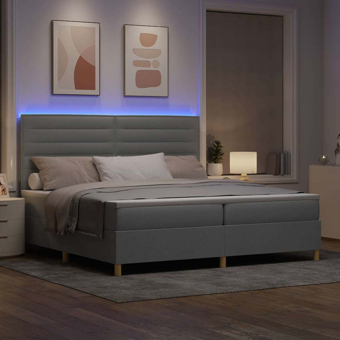 Pat cu arc LED cu saltea Gri deschis 200 x 200 cm țesătură - WALTI WALTI