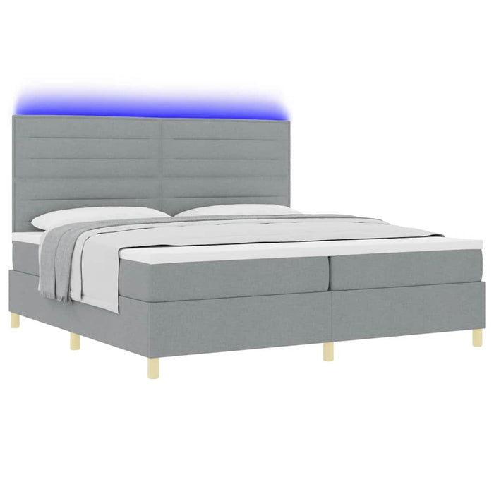 Pat cu arc LED cu saltea Gri deschis 200 x 200 cm țesătură - WALTI WALTI
