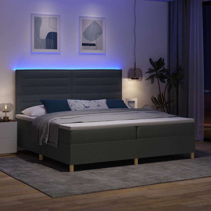 Pat cu arc LED cu saltea Gri închis 200 x 200 cm țesătură - WALTI WALTI