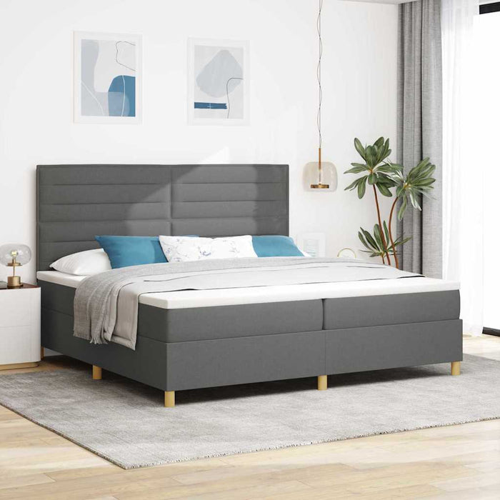 Pat cu arc LED cu saltea Gri închis 200 x 200 cm țesătură - WALTI WALTI