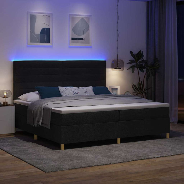 Pat cu arc LED cu saltea Negru 200 x 200 cm țesătură - WALTI WALTI