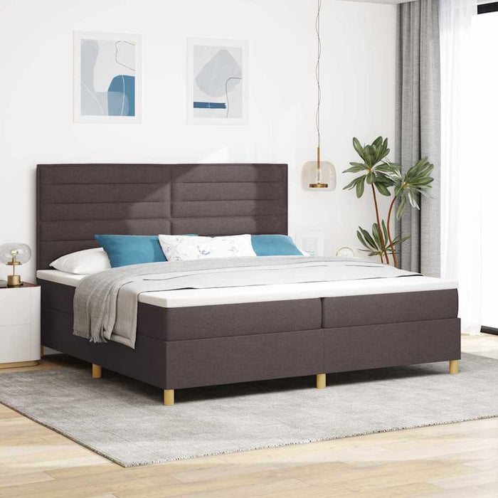 Pat cu arc LED cu headboard Maro închis 200 x 200 cm țesătură - WALTI WALTI