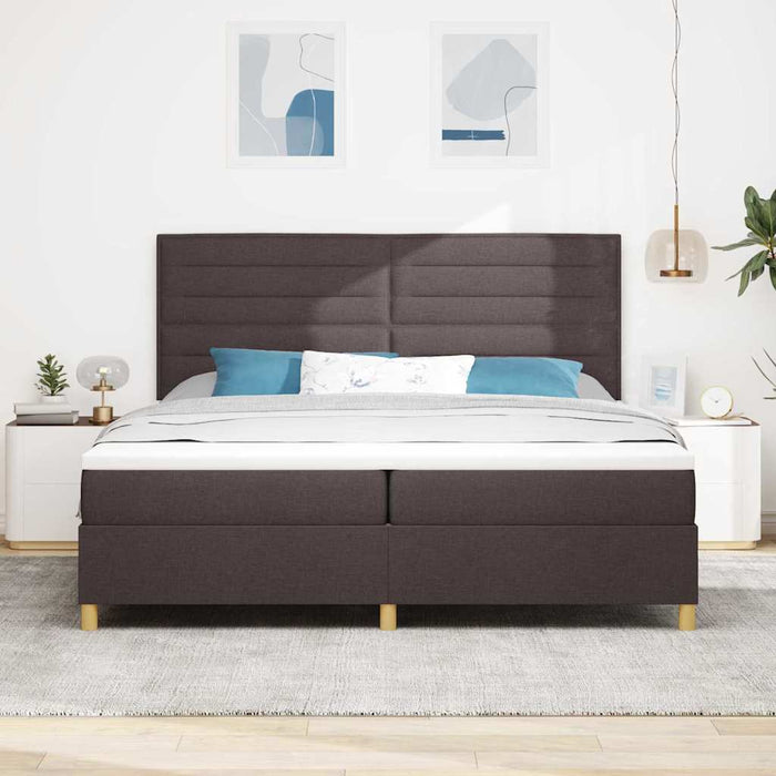 Pat cu arc LED cu headboard Maro închis 200 x 200 cm țesătură - WALTI WALTI