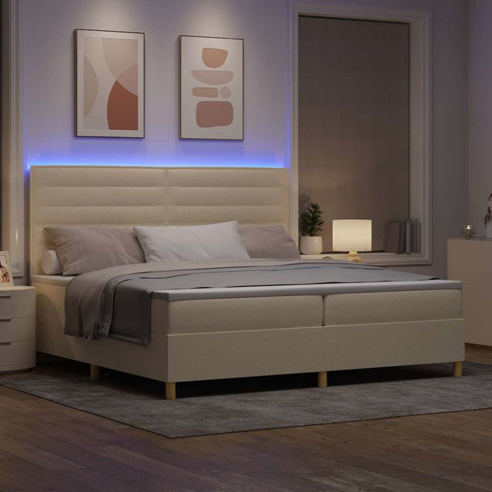 Pat cu arc LED cu headboard Crem 200 x 200 cm țesătură WALTI