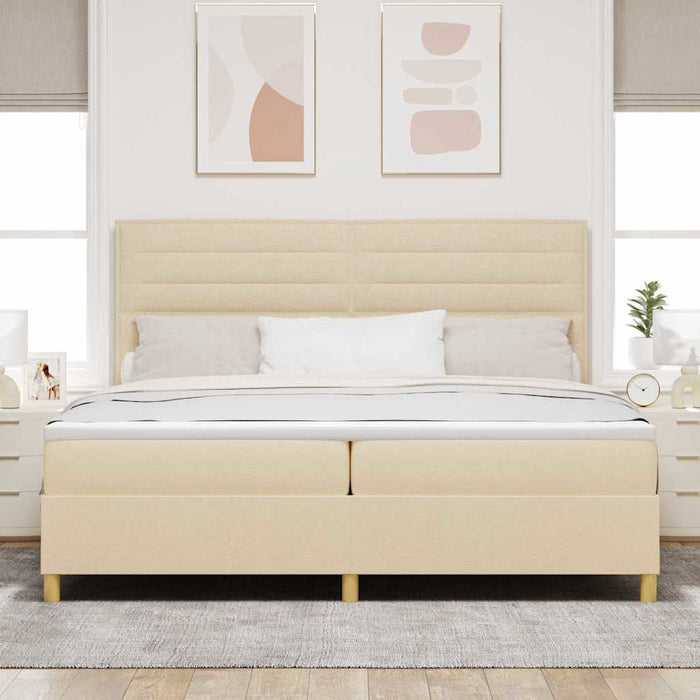 Pat cu arc LED cu headboard Crem 200 x 200 cm țesătură WALTI