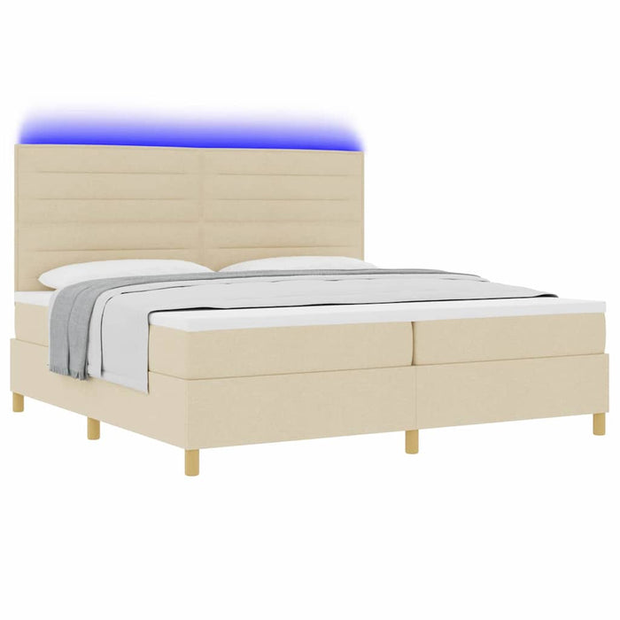 Pat cu arc LED cu headboard Crem 200 x 200 cm țesătură WALTI