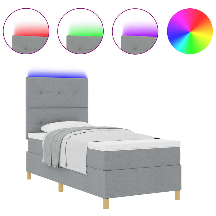 Pat cu arc LED cu saltea Gri deschis 80 x 200 cm țesătură - WALTI WALTI
