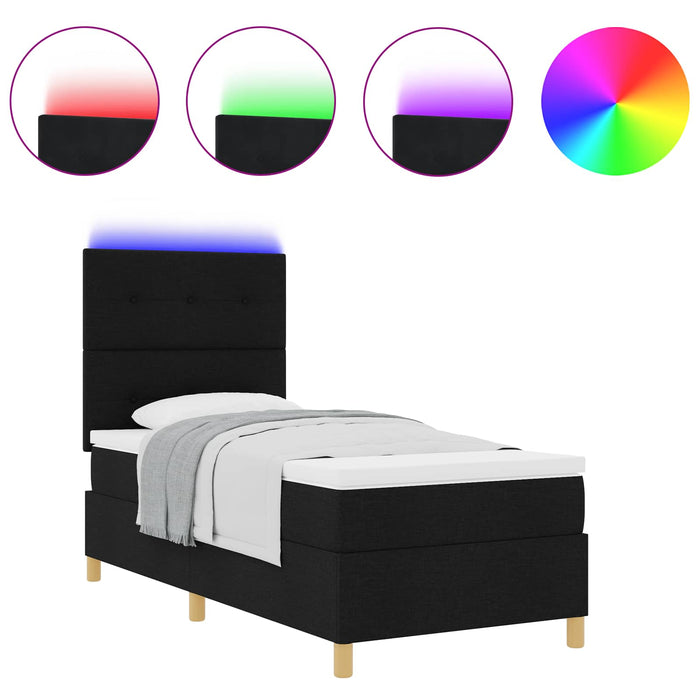 Pat cu arc LED cu saltea Negru 80 x 200 cm țesătură - WALTI WALTI
