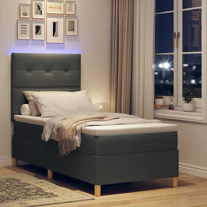 Pat cu arc LED cu headboard Gri închis 90 x 190 cm țesătură WALTI