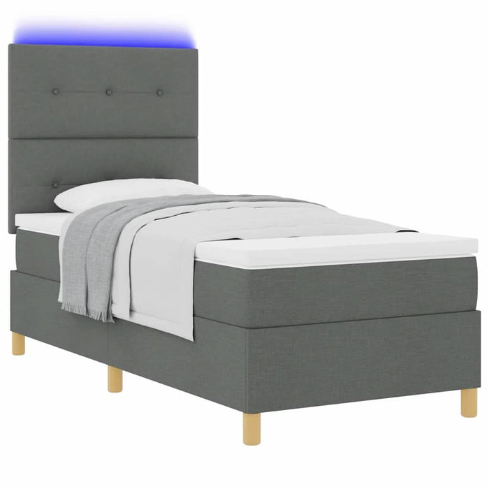 Pat cu arc LED cu headboard Gri închis 90 x 190 cm țesătură WALTI