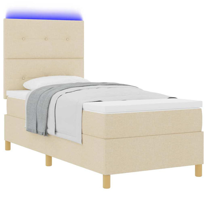 Pat cu arc LED cu saltea cu headboard Crem 90 x 190 cm țesătură - WALTI WALTI