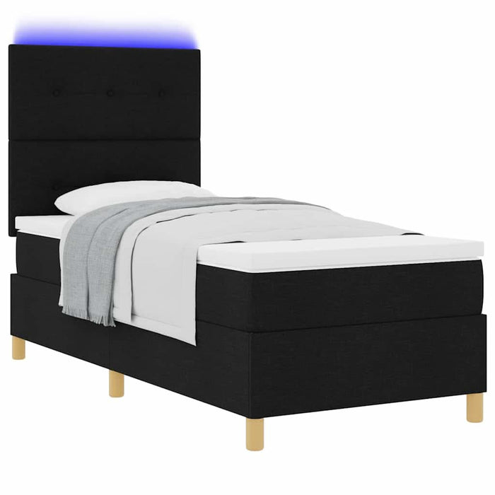 Pat cu arc LED cu saltea Negru 90 x 200 cm țesătură - WALTI WALTI