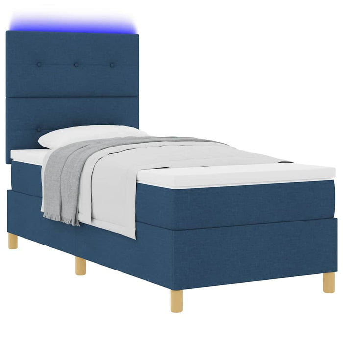 Pat cu arc LED cu headboard albastru 90 x 200 cm țesătură WALTI