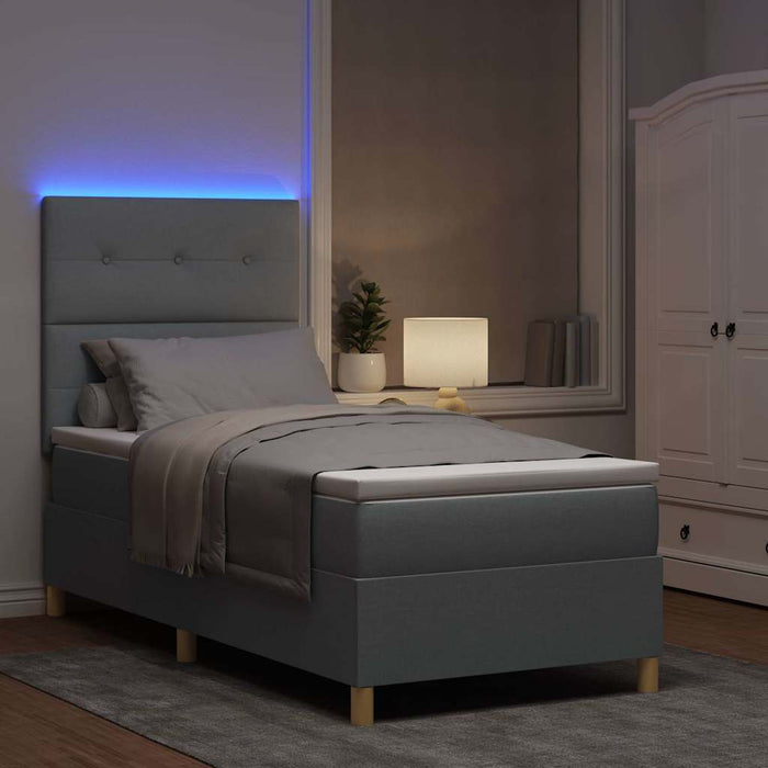 Pat cu arc LED cu headboard Gri deschis 100 x 200 cm țesătură - WALTI WALTI