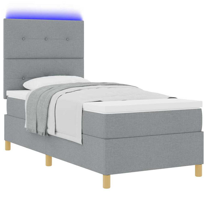 Pat cu arc LED cu headboard Gri deschis 100 x 200 cm țesătură - WALTI WALTI