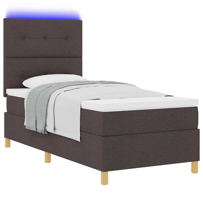 Pat cu arc LED cu headboard Maro închis 100 x 200 cm țesătură WALTI